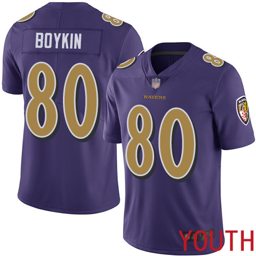 Baltimore Ravens Limited Purple Youth Miles Boykin Jersey NFL Football #80 Rush Vapor Untouchable->youth nfl jersey->Youth Jersey